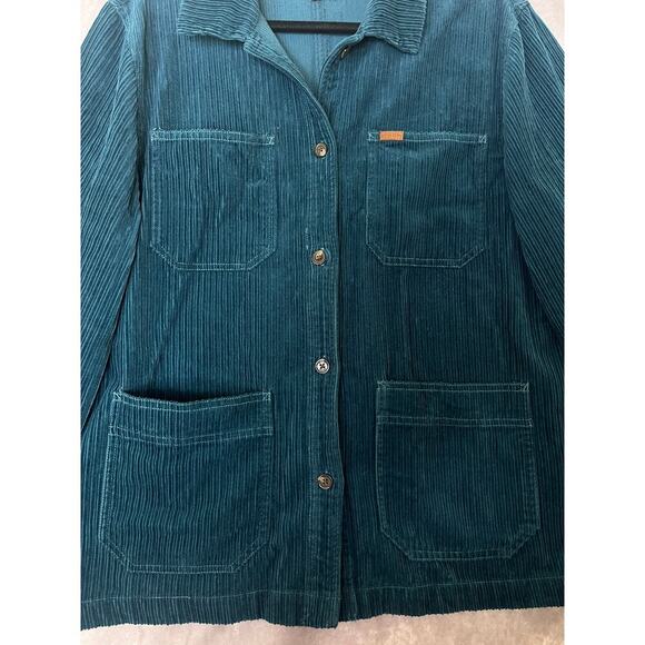 Brixton Survey Chore Coat Women's L Teal Blue Corduroy Pockets Shacket Fall - Picture 5 of 9